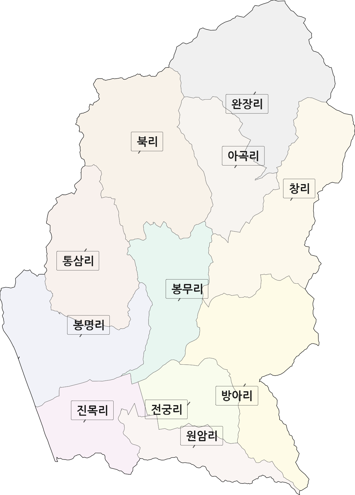 경기도 용인시 처인구 남사읍 법정동 리 구분 행정구역 경계 지도