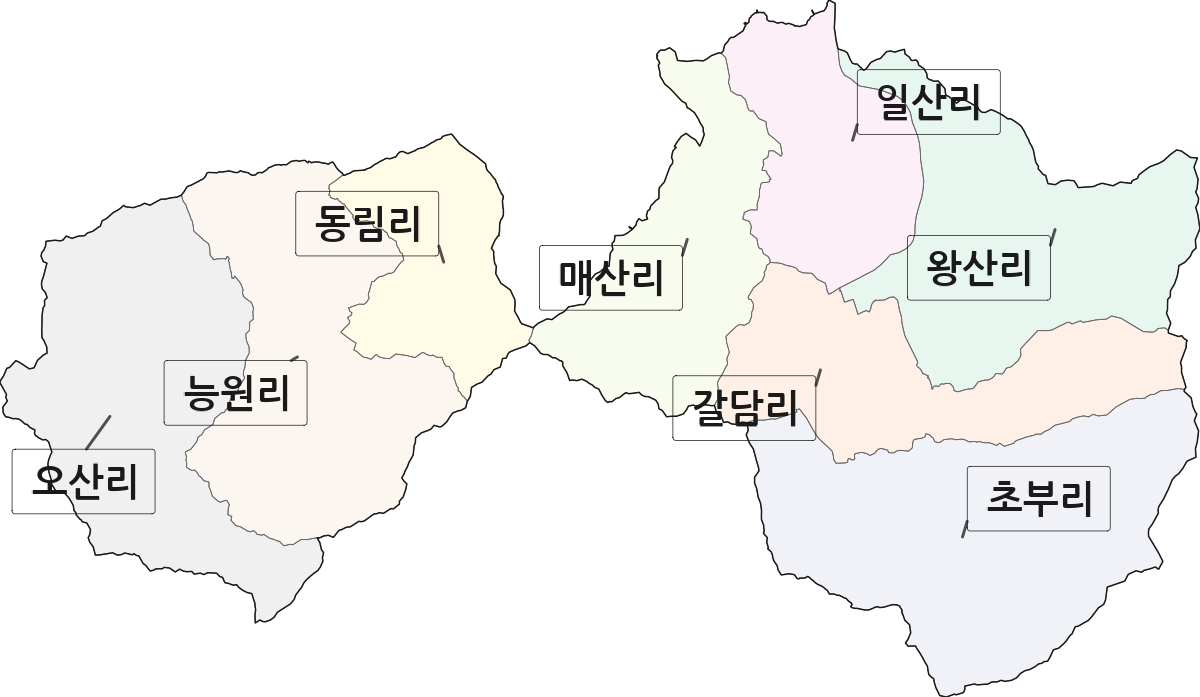 경기도 용인시 처인구 모현읍 법정동 리 구분 행정구역 경계 지도