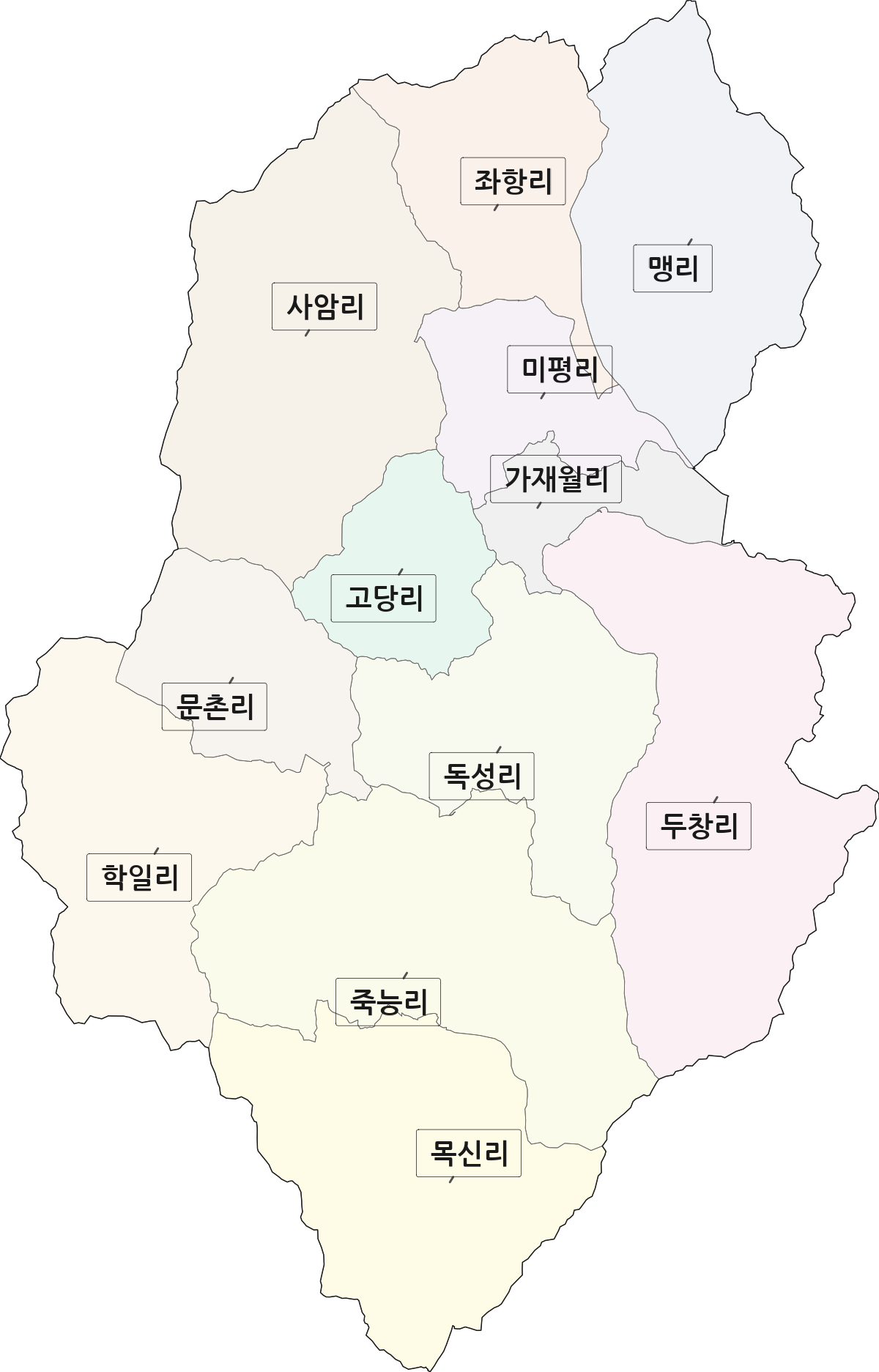 경기도 용인시 처인구 원삼면 법정동 리 구분 행정구역 경계 지도
