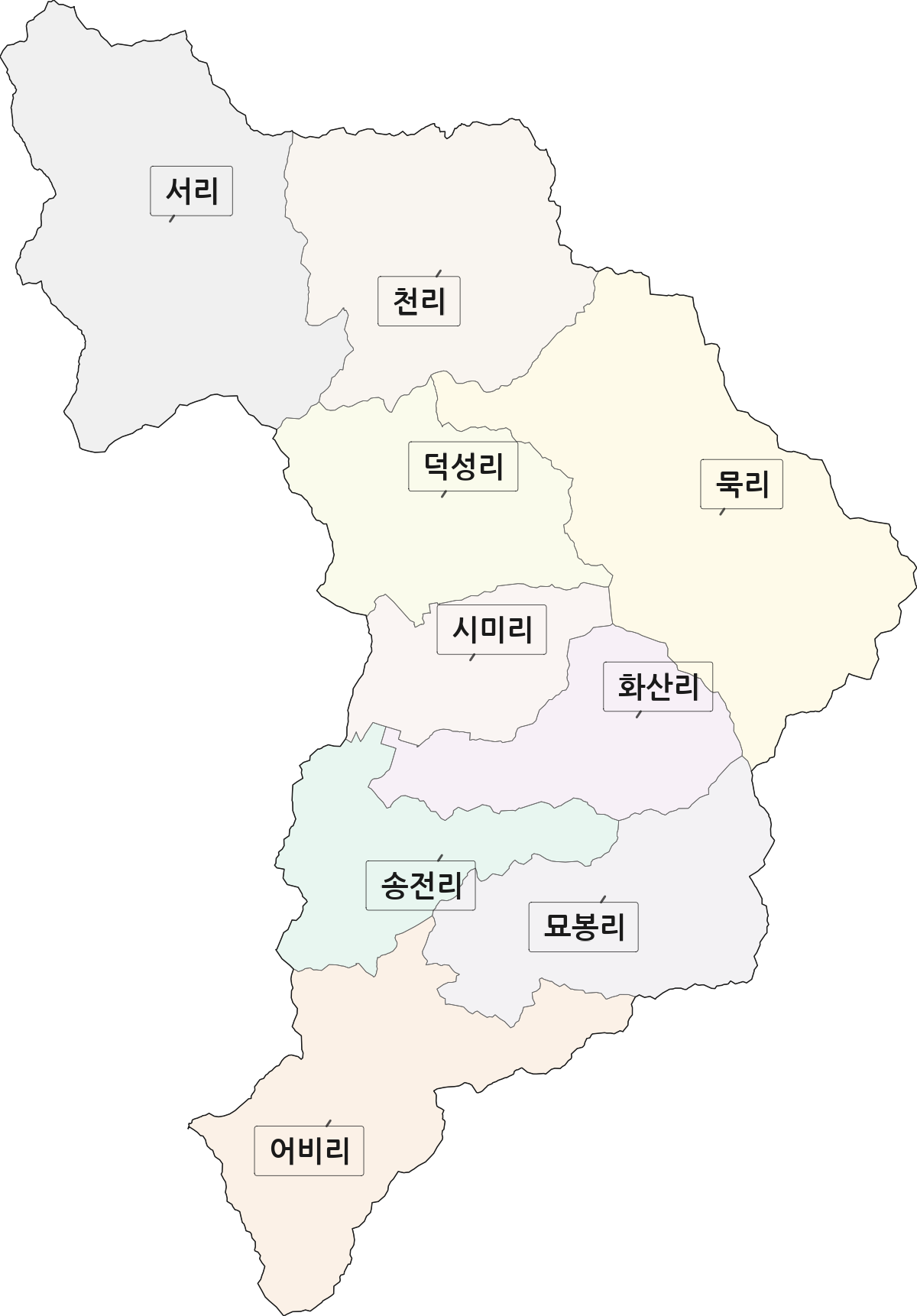 경기도 용인시 처인구 이동읍 법정동 리 구분 행정구역 경계 지도
