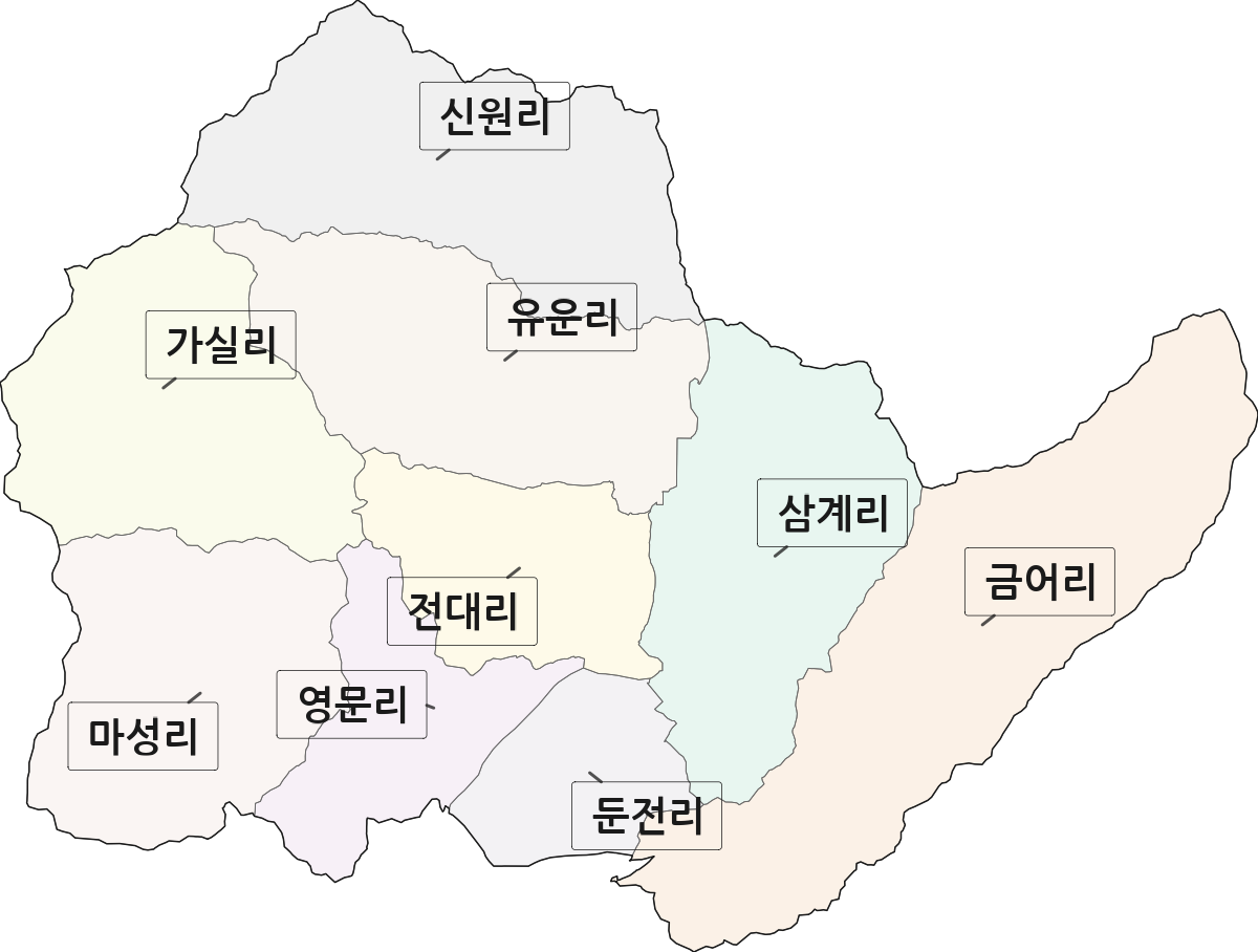 경기도 용인시 처인구 포곡읍 법정동 리 구분 행정구역 경계 지도