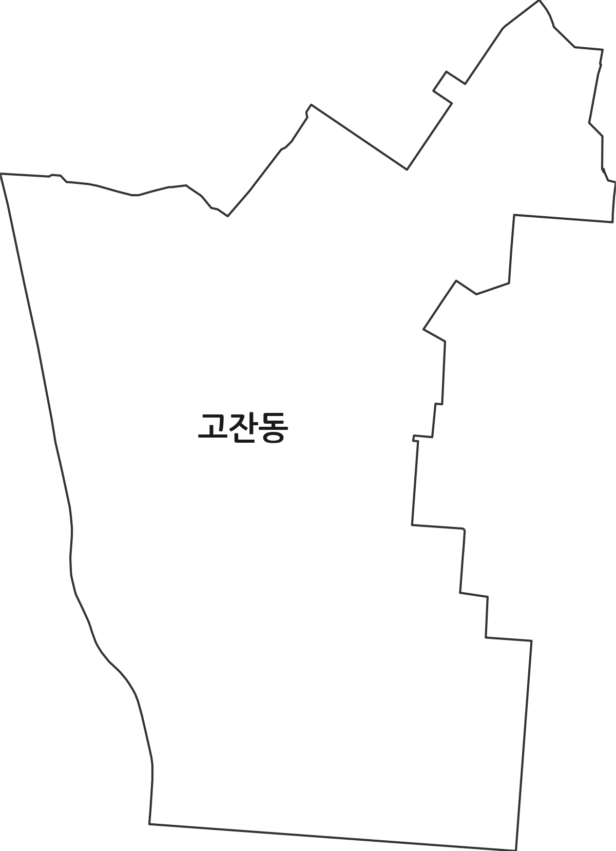 경기도 안산시 단원구 고잔동 행정동 행정구역 경계 지도