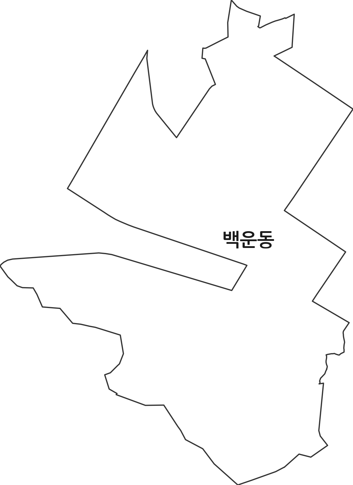 경기도 안산시 단원구 백운동 행정동 행정구역 경계 지도