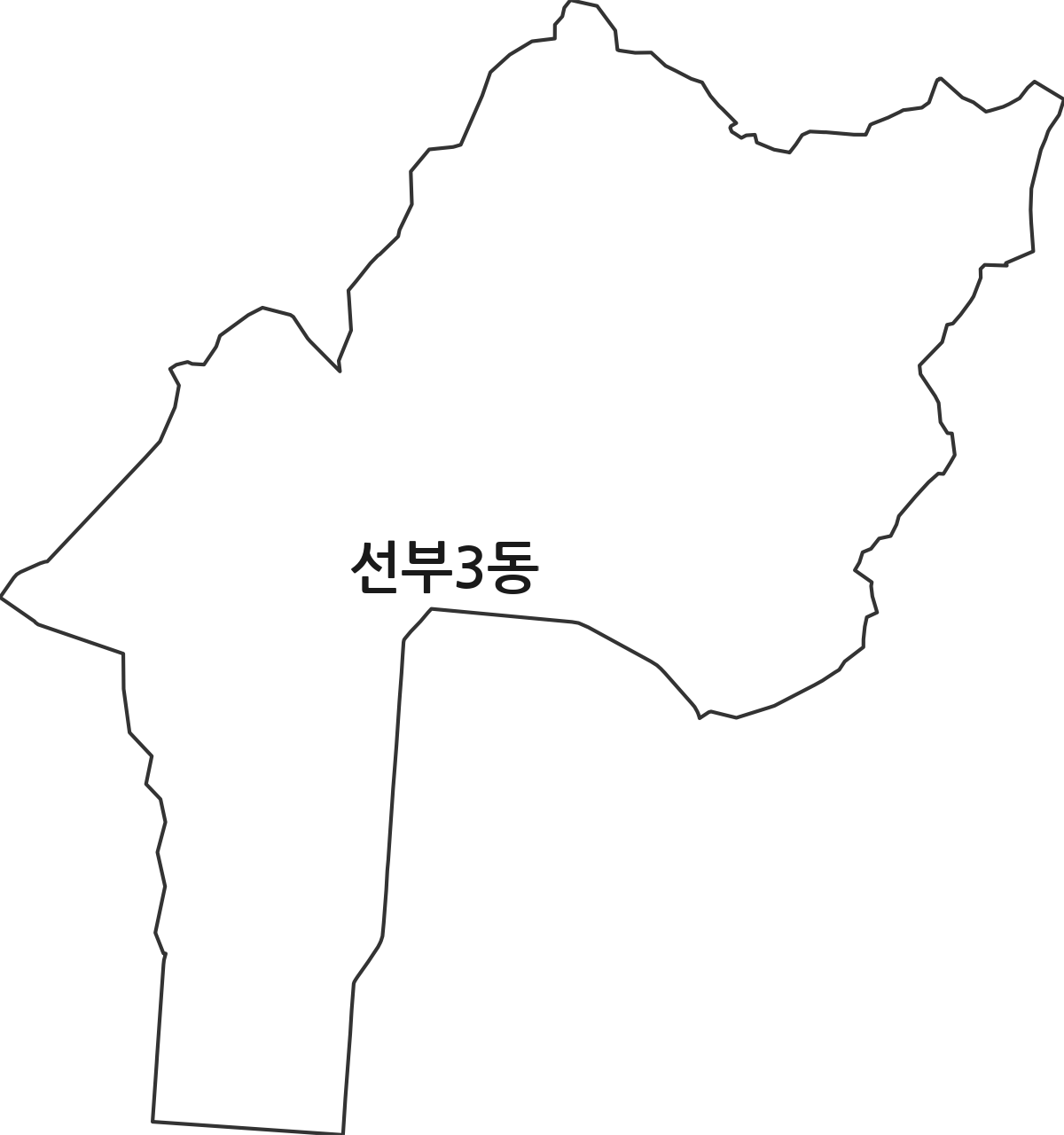 경기도 안산시 단원구 선부3동 행정동 행정구역 경계 지도
