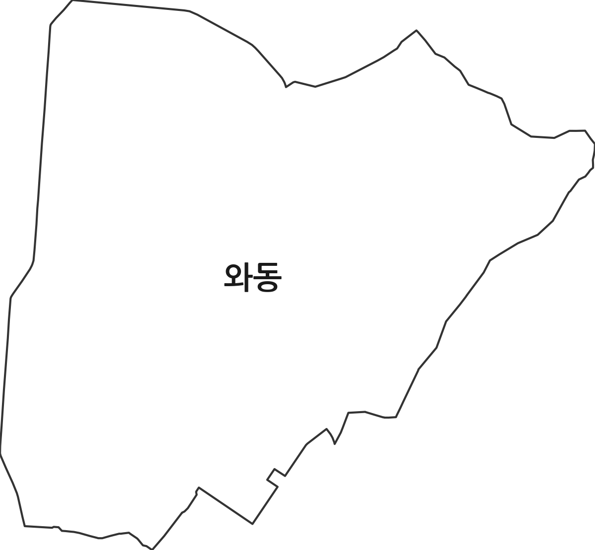 경기도 안산시 단원구 와동 행정동 행정구역 경계 지도