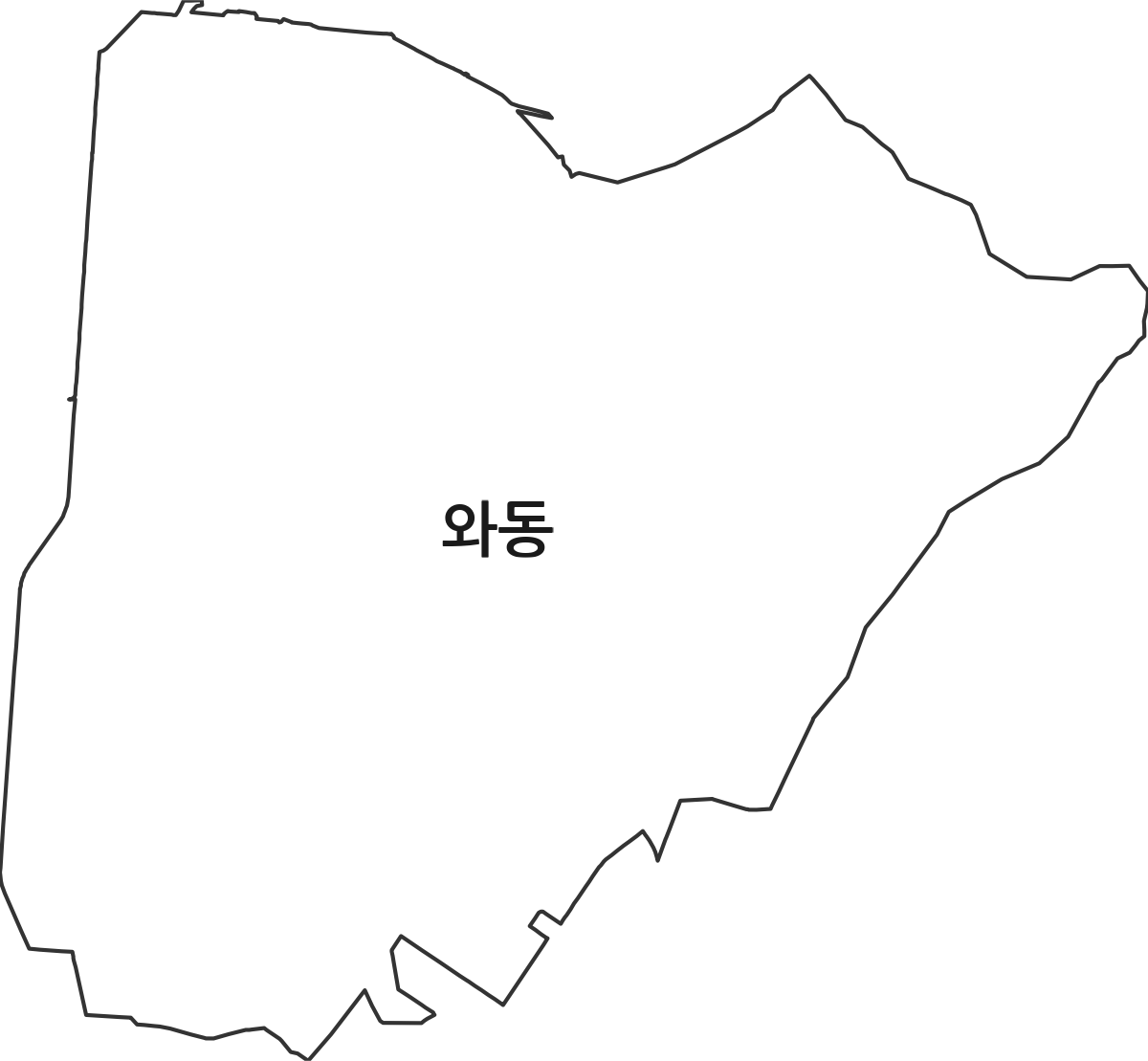 경기도 안산시 단원구 와동 법정동 행정구역 경계 지도