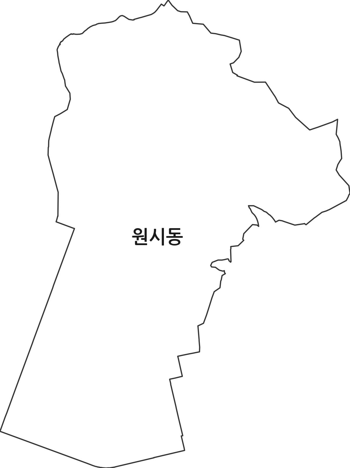 경기도 안산시 단원구 원시동 법정동 행정구역 경계 지도