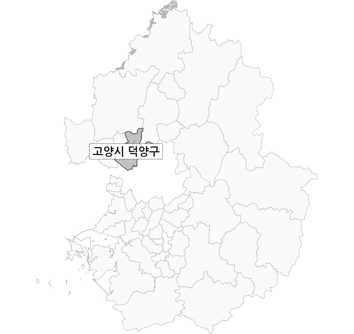 경기도 범위 내 고양시 덕양구 행정구역 경계 지도