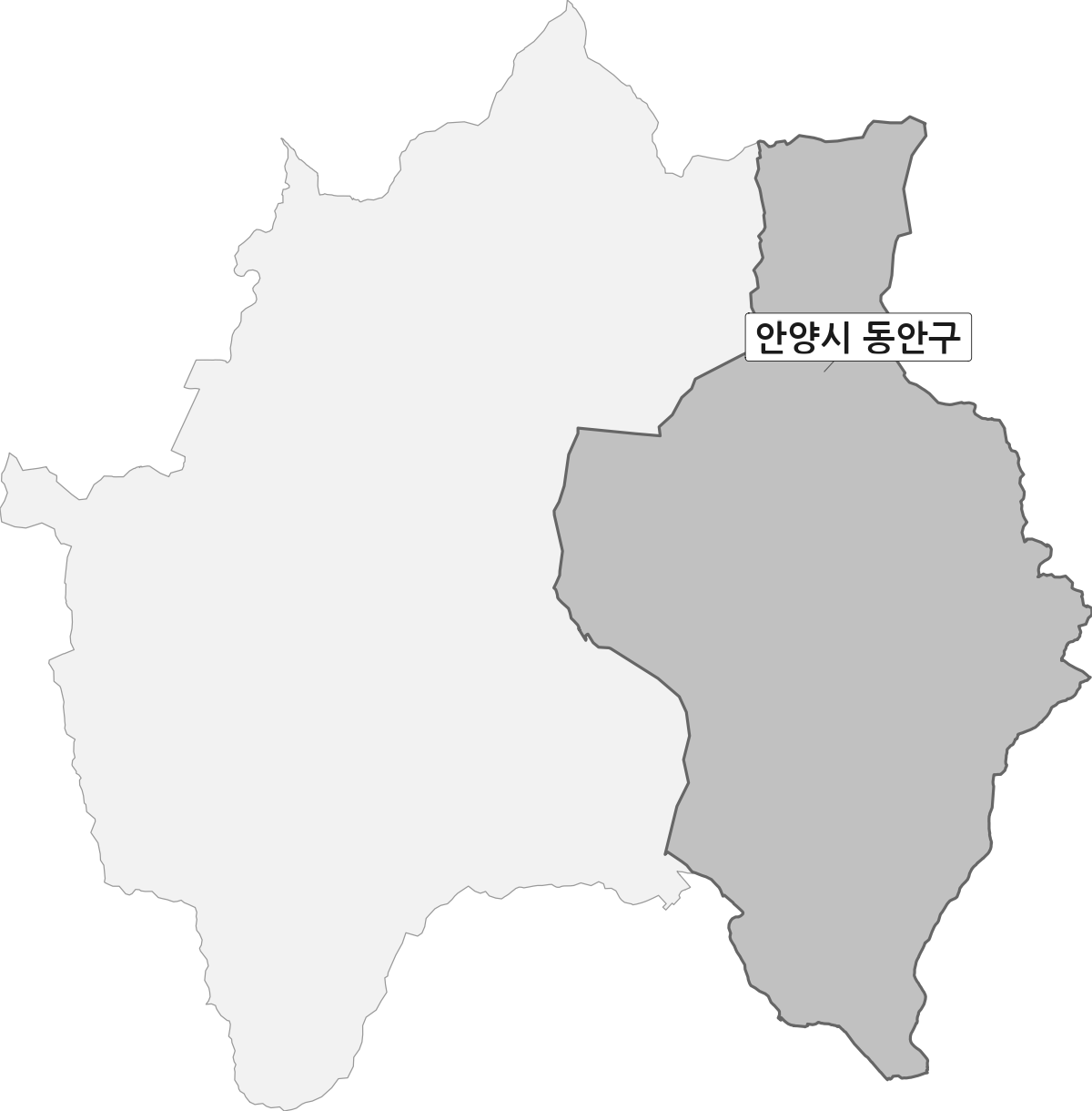경기도 안양시 범위 내 동안구 행정구역 경계 지도