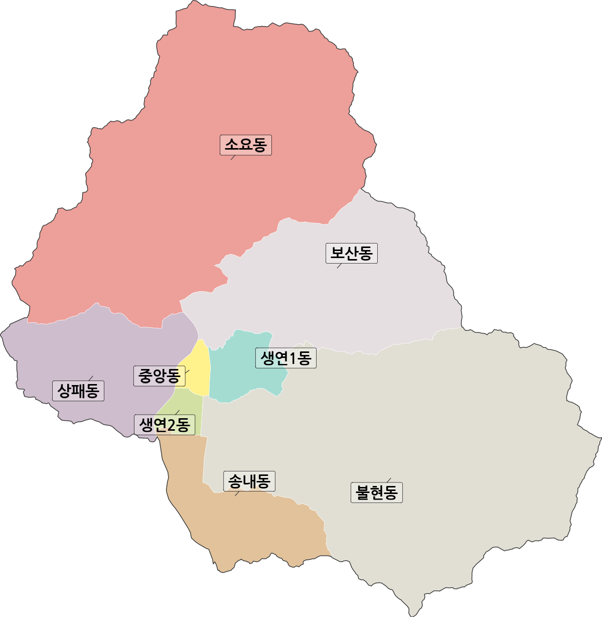 경기도 동두천시 행정동 행정구역 경계 지도