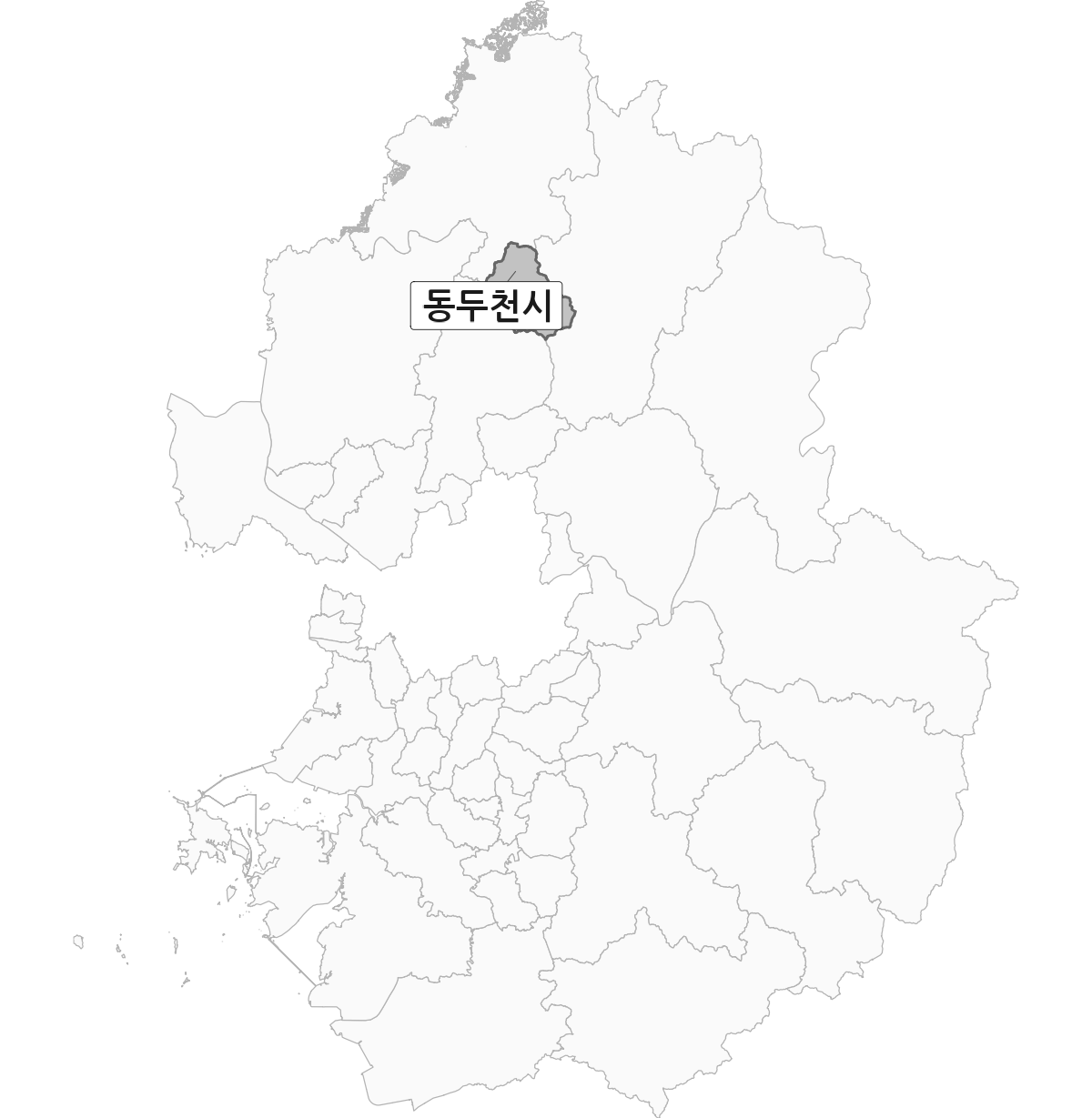 경기도 범위 내 동두천시 행정구역 경계 지도