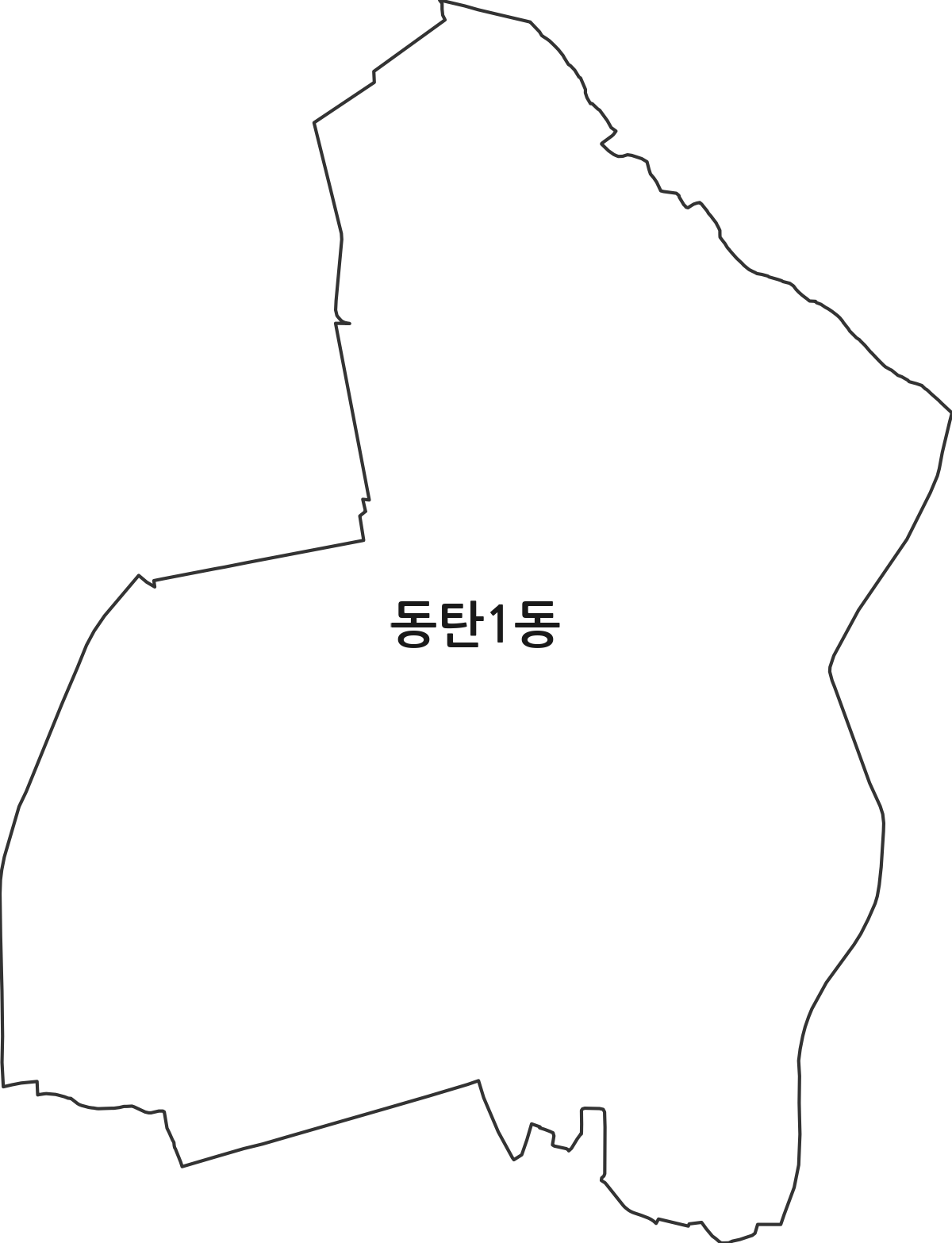 경기도 화성시 동탄구 동탄1동 행정동 행정구역 경계 지도