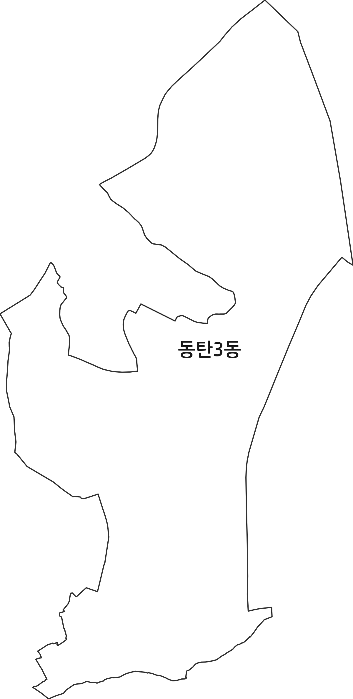 경기도 화성시 동탄구 동탄3동 행정동 행정구역 경계 지도