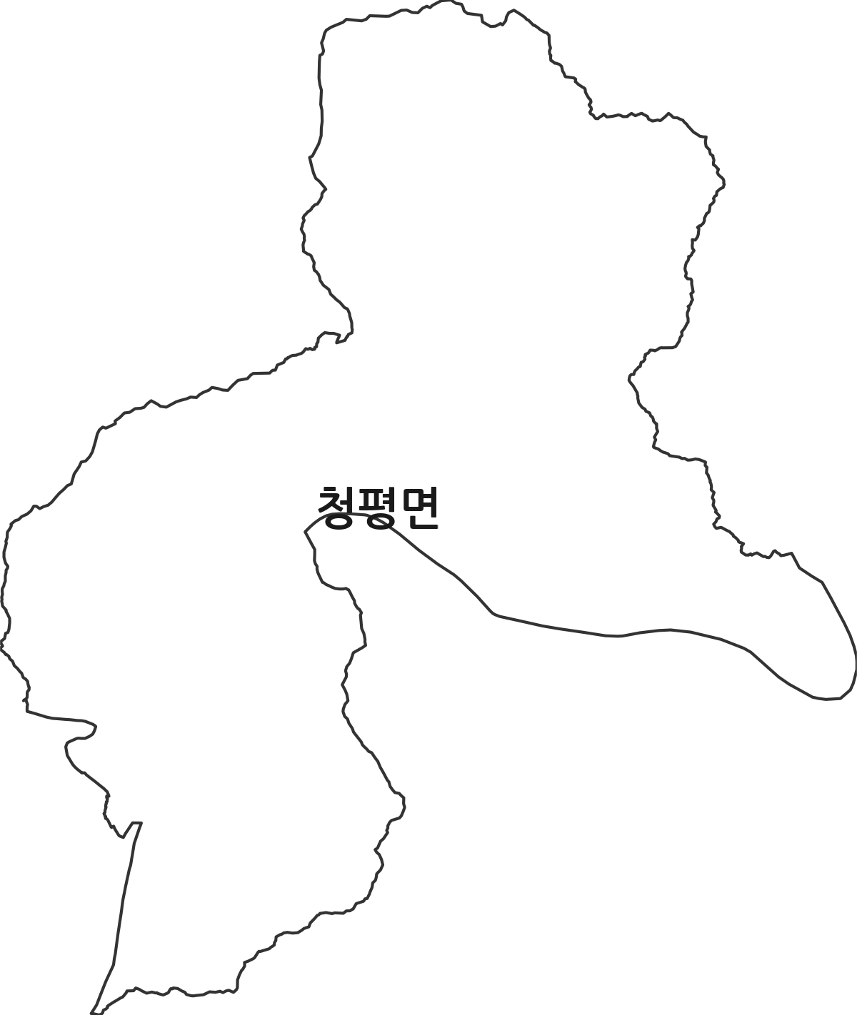 경기도 가평군 청평면 행정동 행정구역 경계 지도