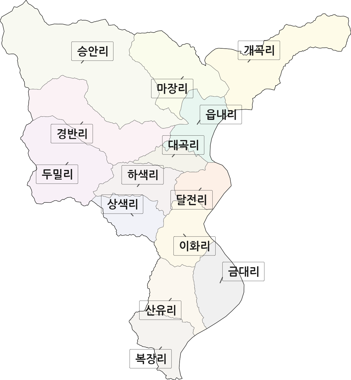 경기도 가평군 가평읍 법정동 리 구분 행정구역 경계 지도