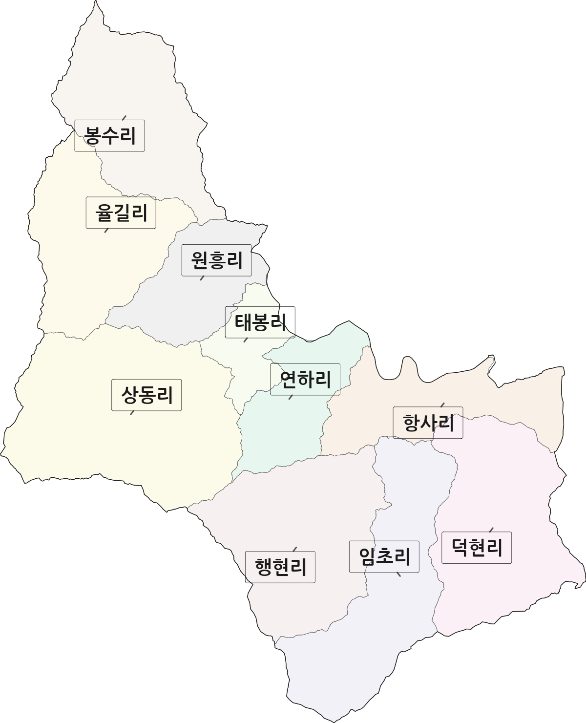 경기도 가평군 상면 법정동 리 구분 행정구역 경계 지도