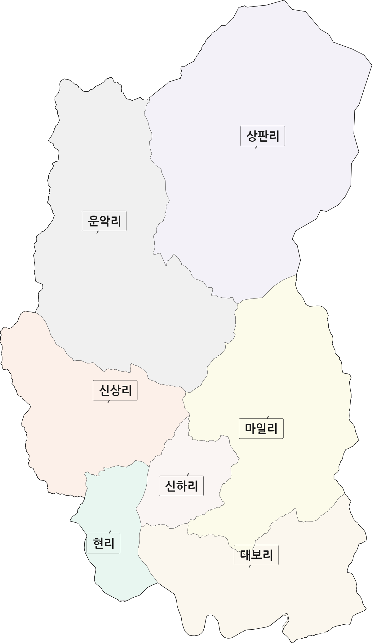 경기도 가평군 조종면 법정동 리 구분 행정구역 경계 지도