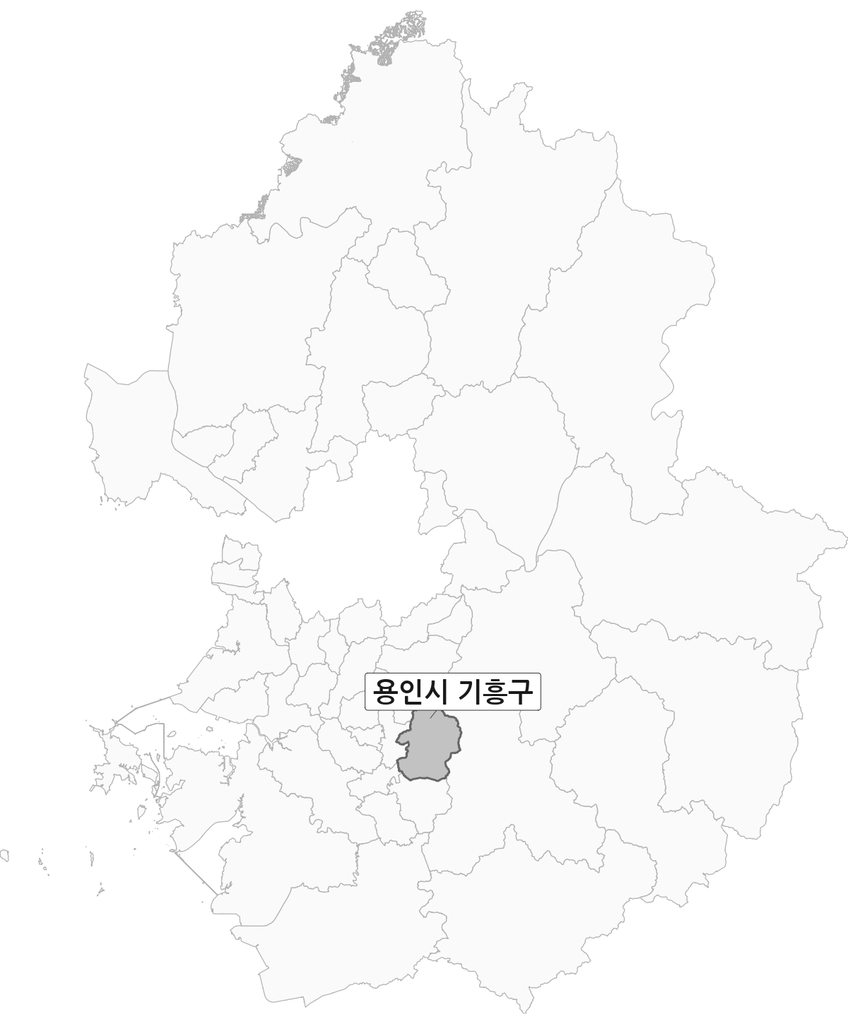 경기도 범위 내 용인시 기흥구 행정구역 경계 지도