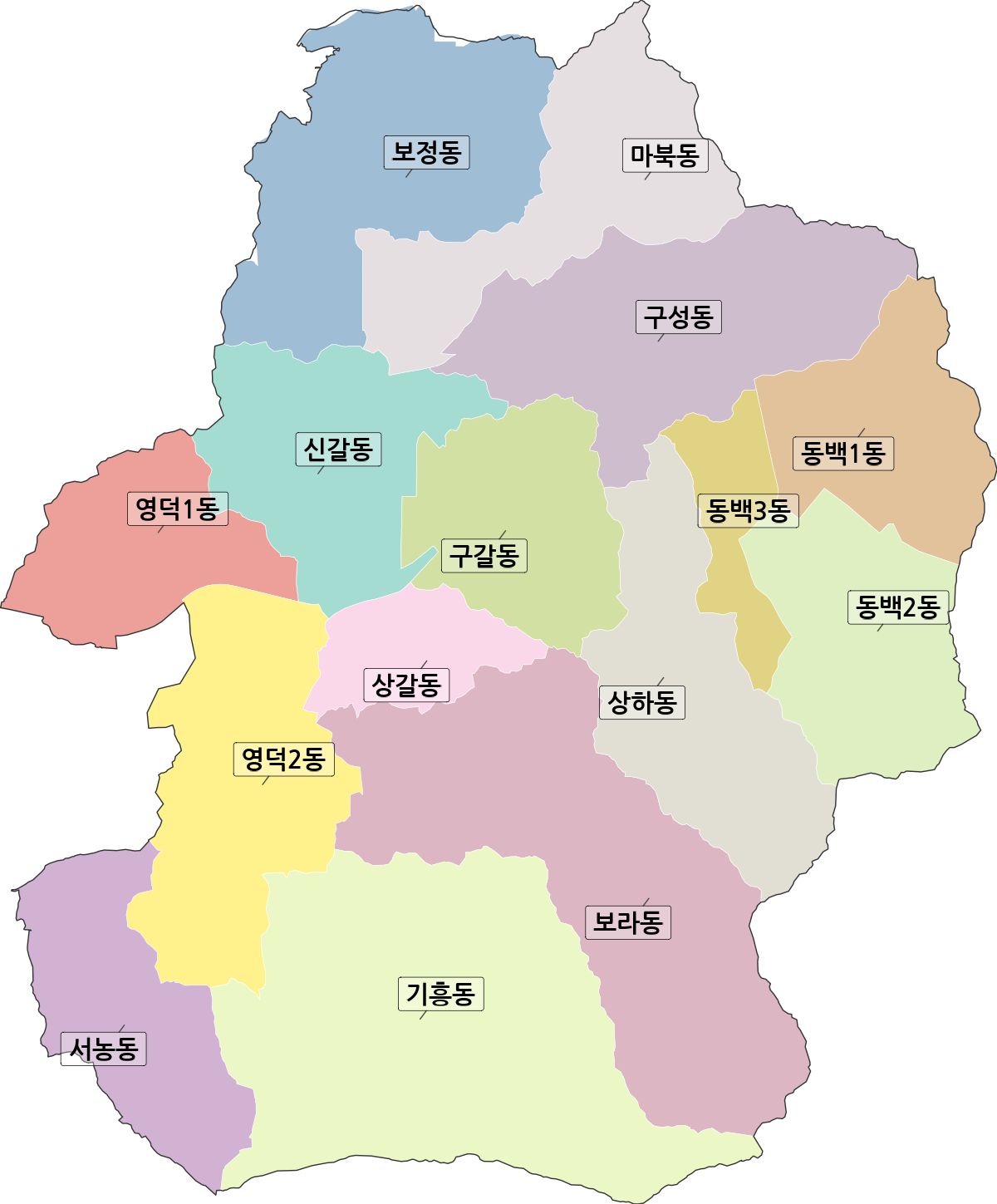 경기도 용인시 기흥구 행정동 행정구역 경계 지도