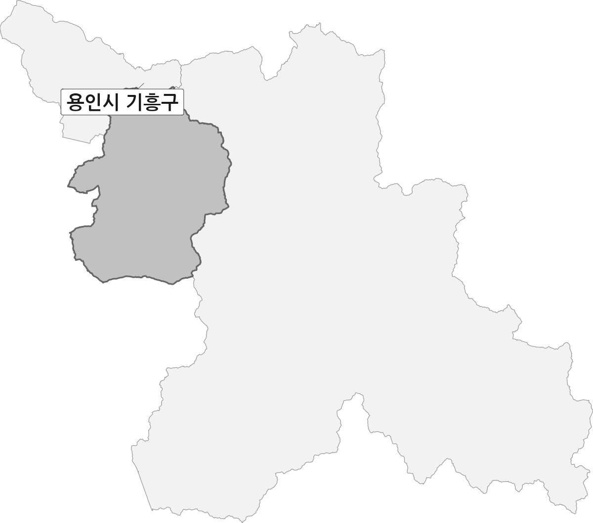 경기도 용인시 범위 내 기흥구 행정구역 경계 지도