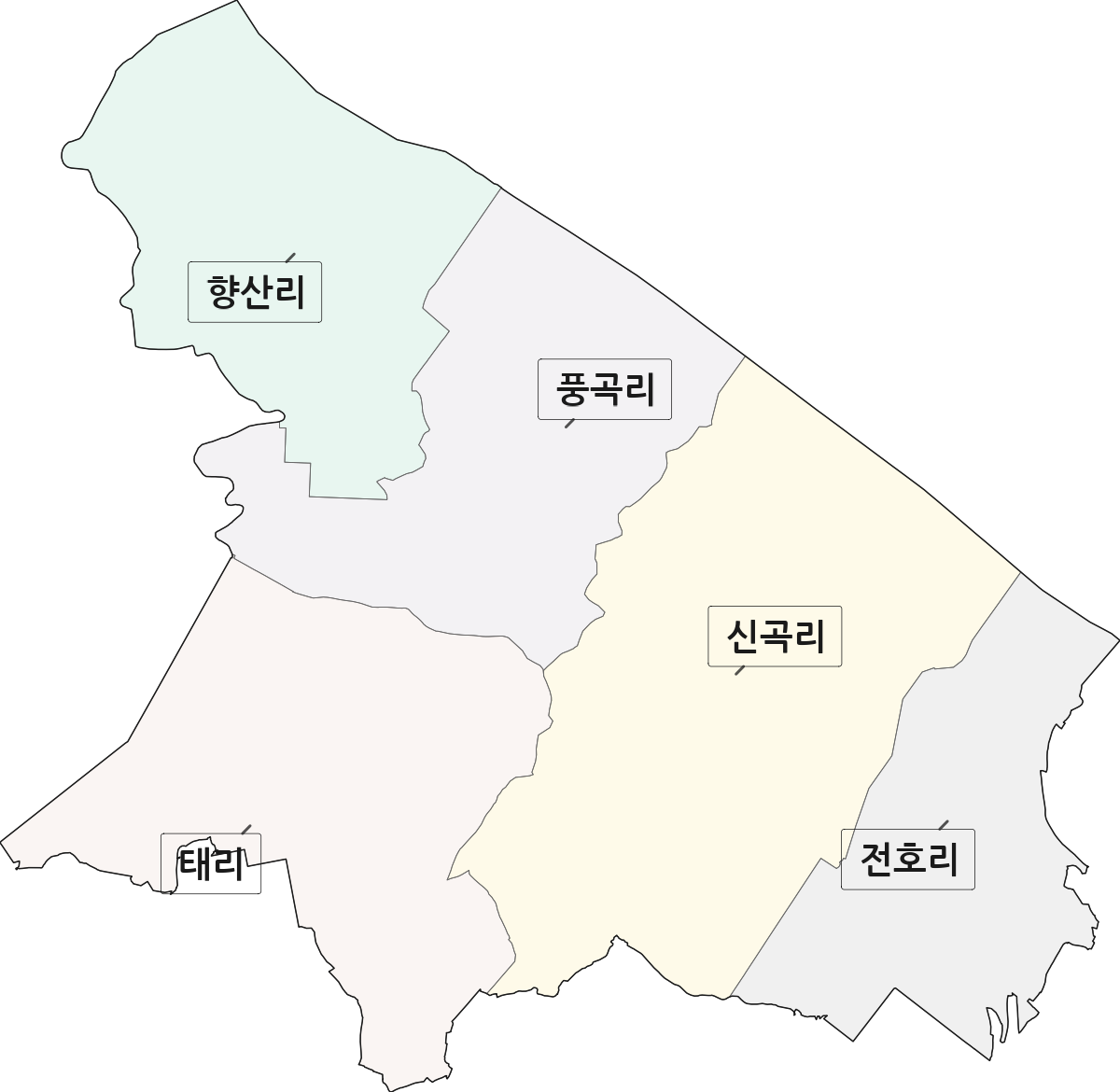 경기도 김포시 고촌읍 법정동 리 구분 행정구역 경계 지도