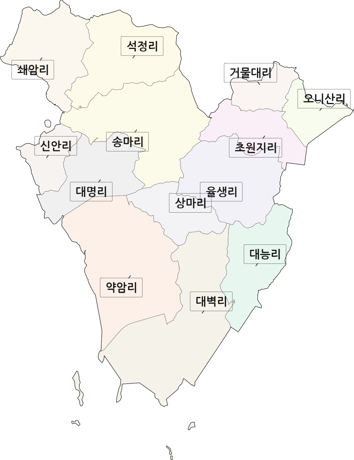 경기도 김포시 대곶면 법정동 리 구분 행정구역 경계 지도