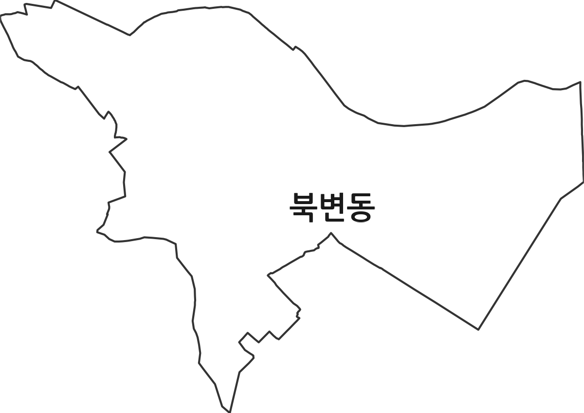 경기도 김포시 북변동 법정동 행정구역 경계 지도
