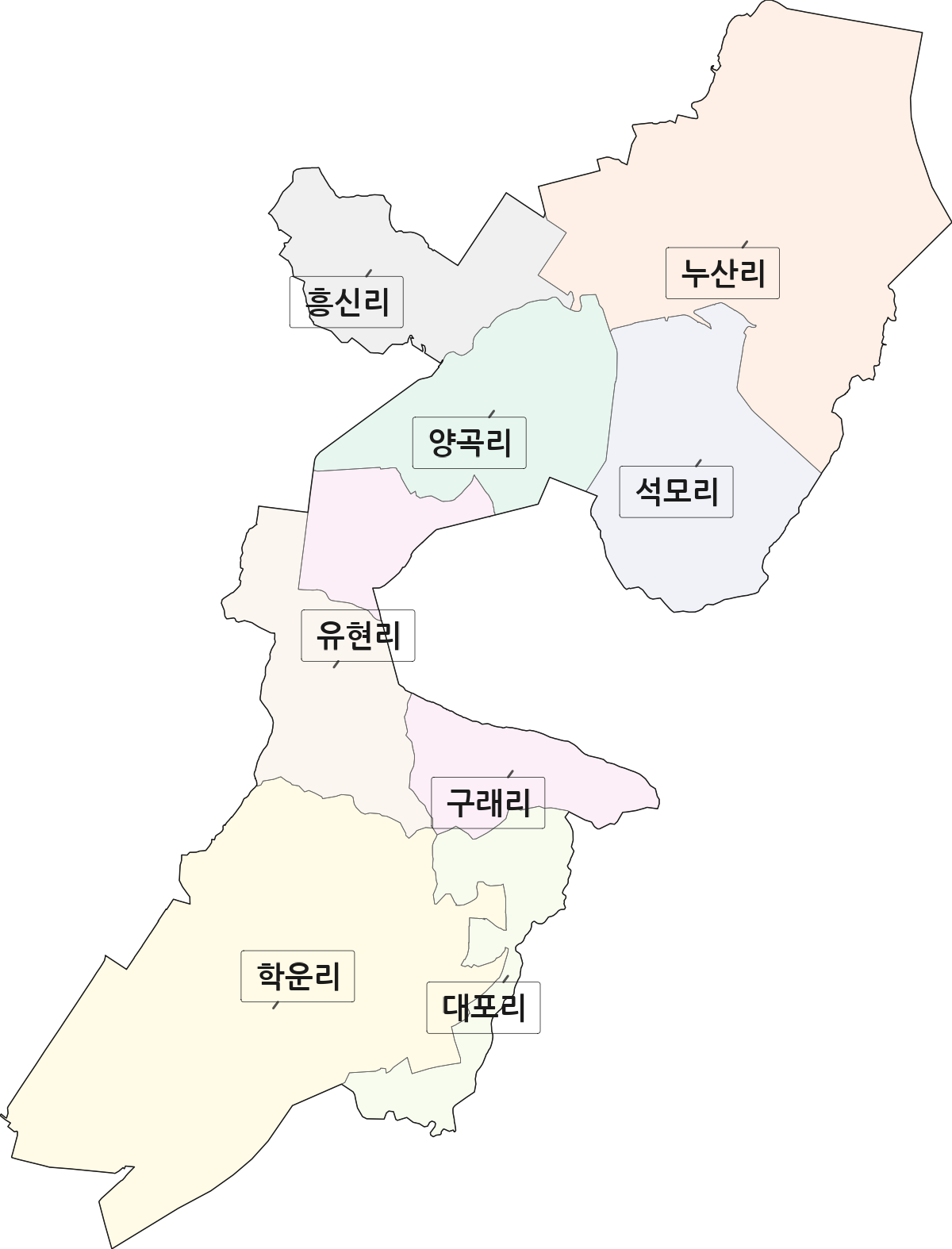 경기도 김포시 양촌읍 법정동 리 구분 행정구역 경계 지도
