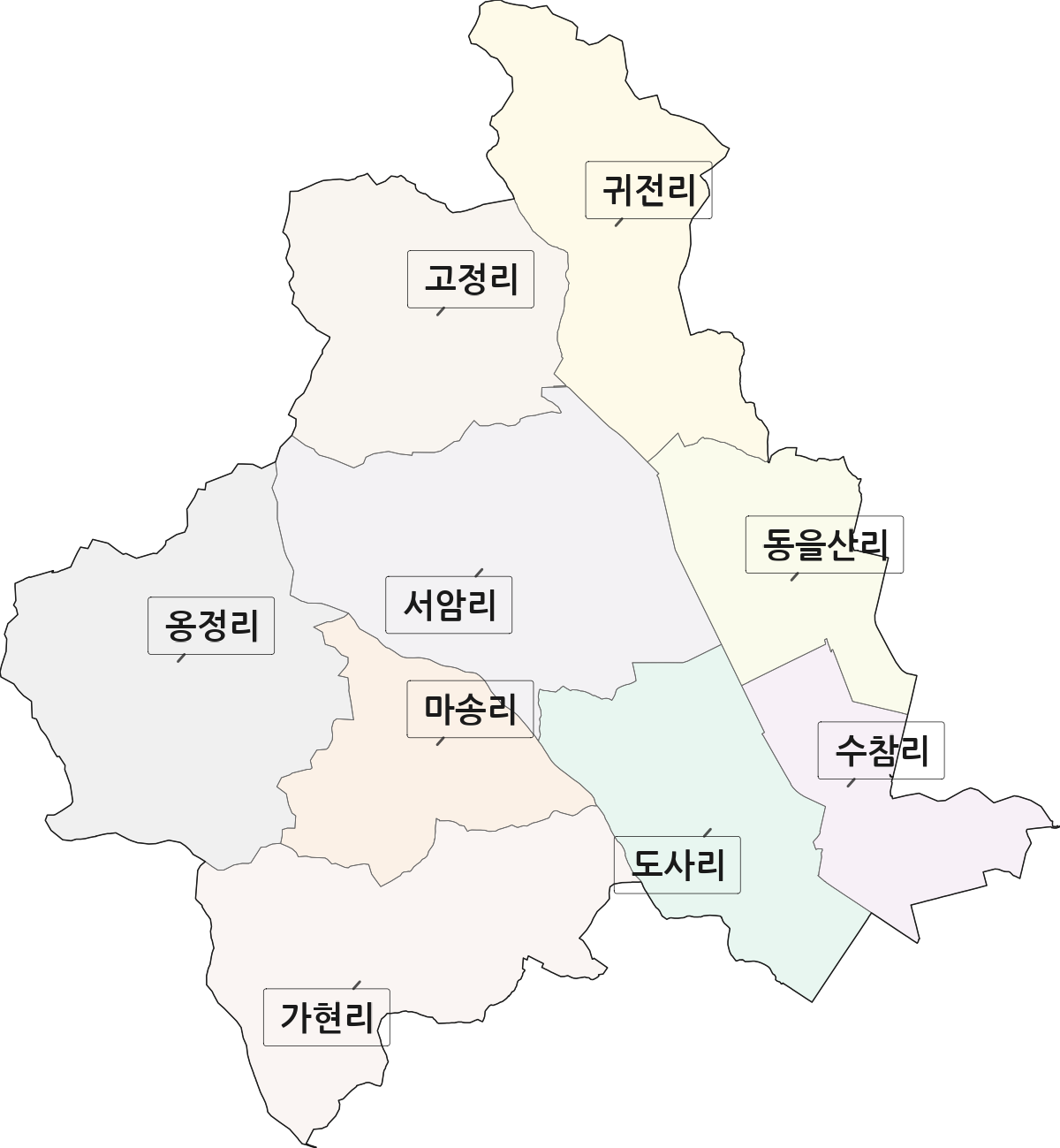 경기도 김포시 통진읍 법정동 리 구분 행정구역 경계 지도