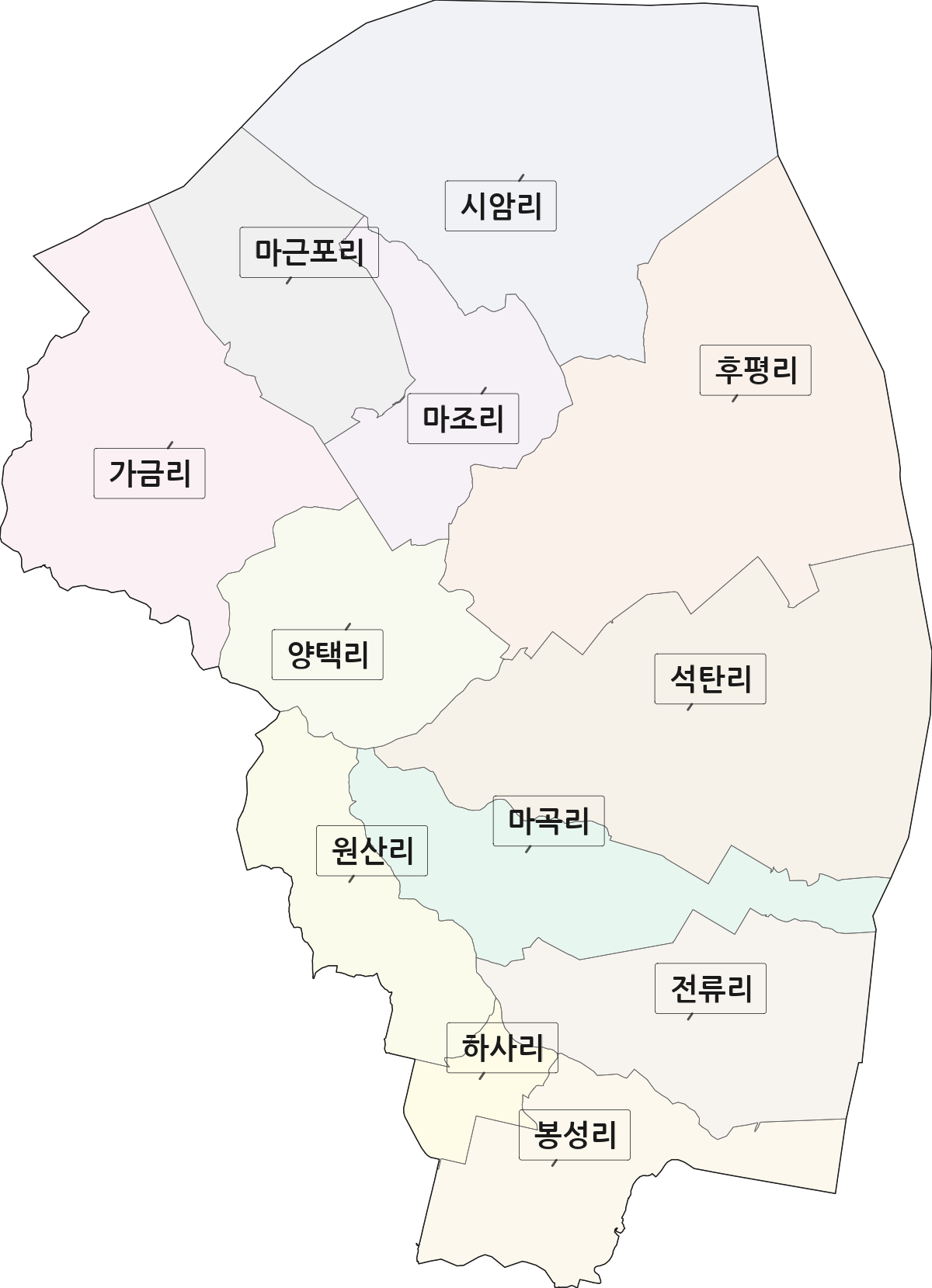 경기도 김포시 하성면 법정동 리 구분 행정구역 경계 지도