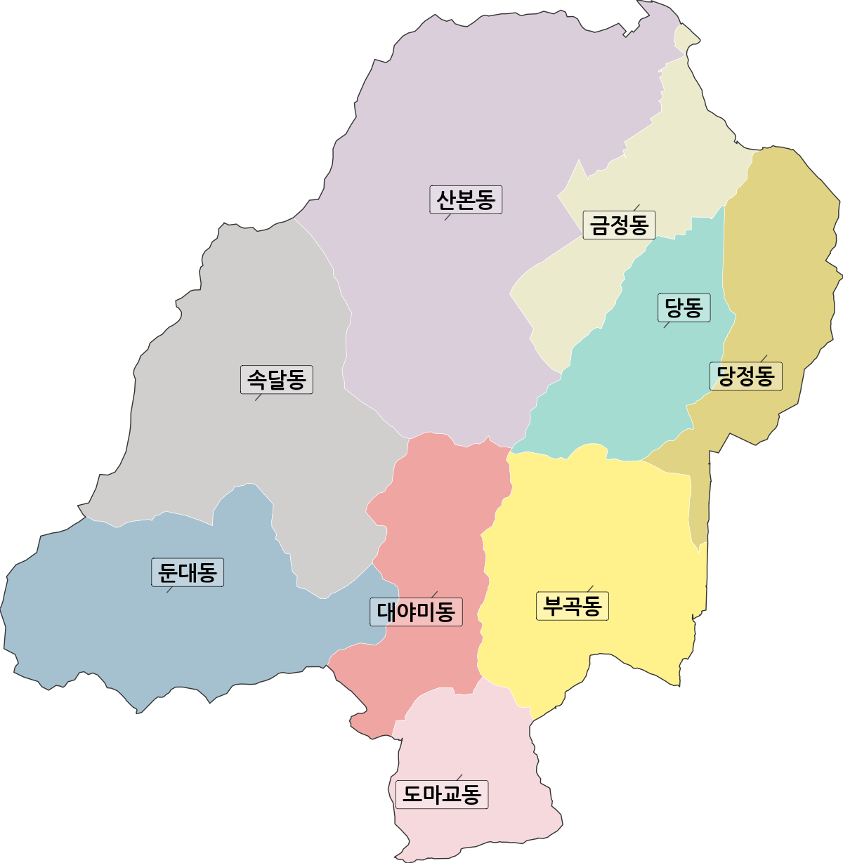 경기도 군포시 법정동 행정구역 경계 지도