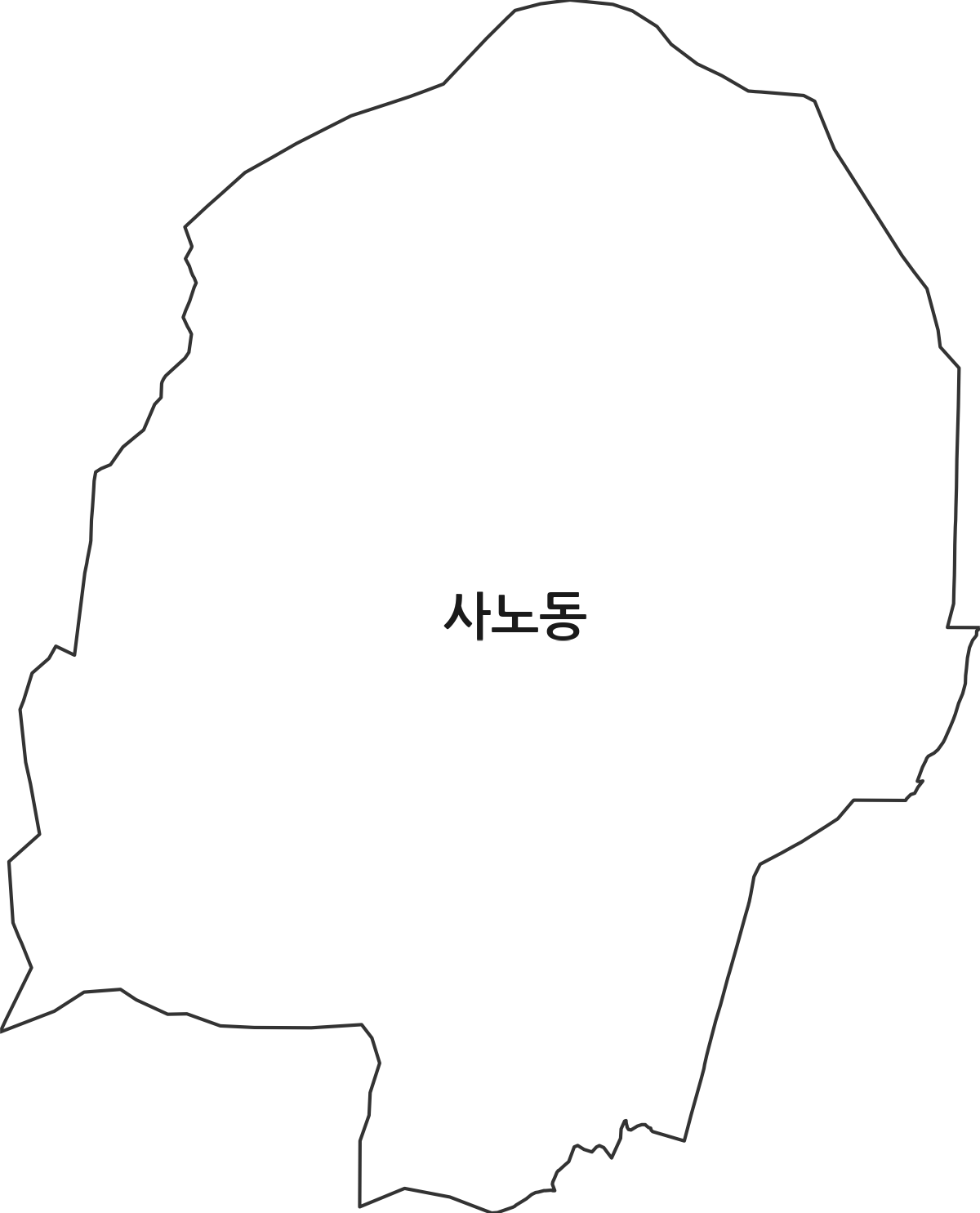 경기도 구리시 사노동 법정동 행정구역 경계 지도