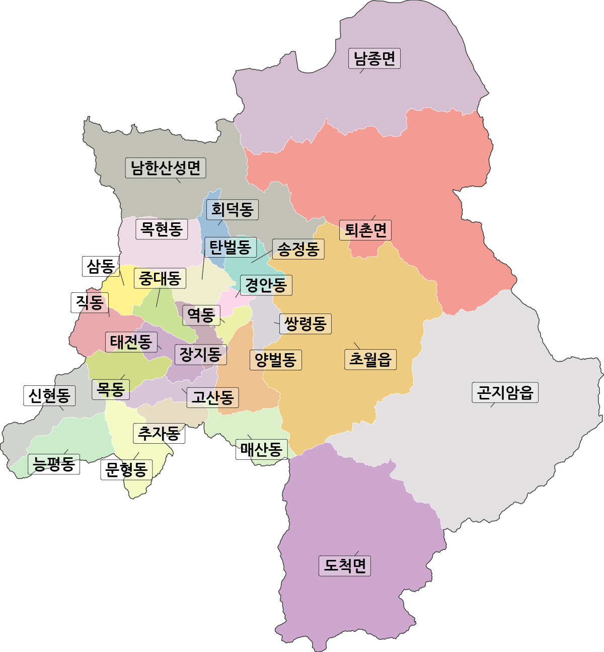 경기도 광주시 법정동 행정구역 경계 지도