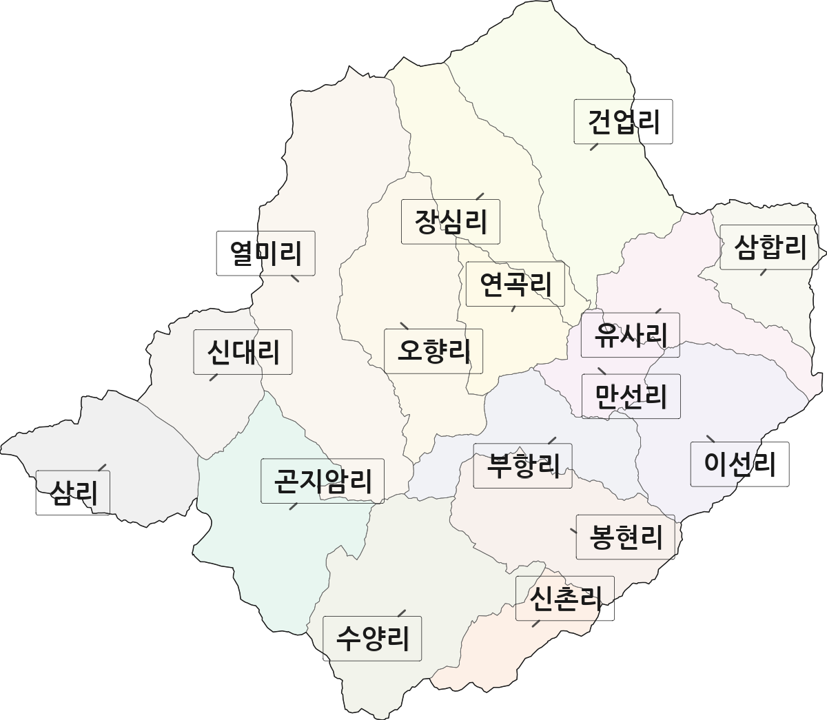경기도 광주시 곤지암읍 법정동 리 구분 행정구역 경계 지도