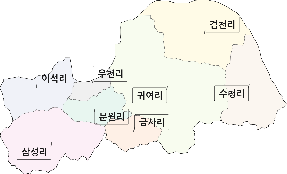경기도 광주시 남종면 법정동 리 구분 행정구역 경계 지도
