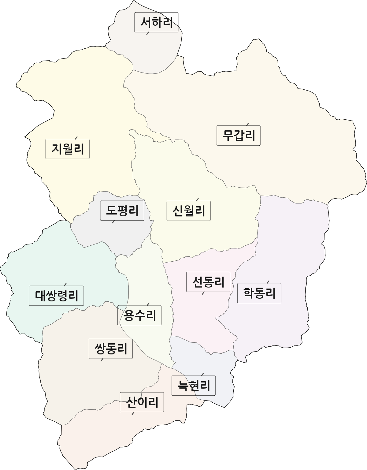 경기도 광주시 초월읍 법정동 리 구분 행정구역 경계 지도