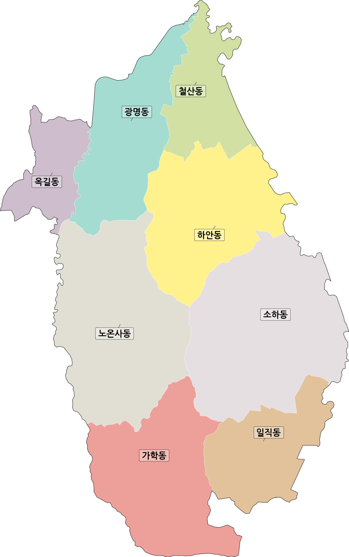 경기도 광명시 법정동 행정구역 경계 지도