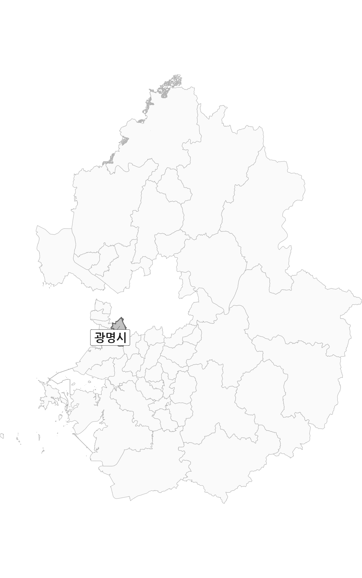 경기도 범위 내 광명시 행정구역 경계 지도