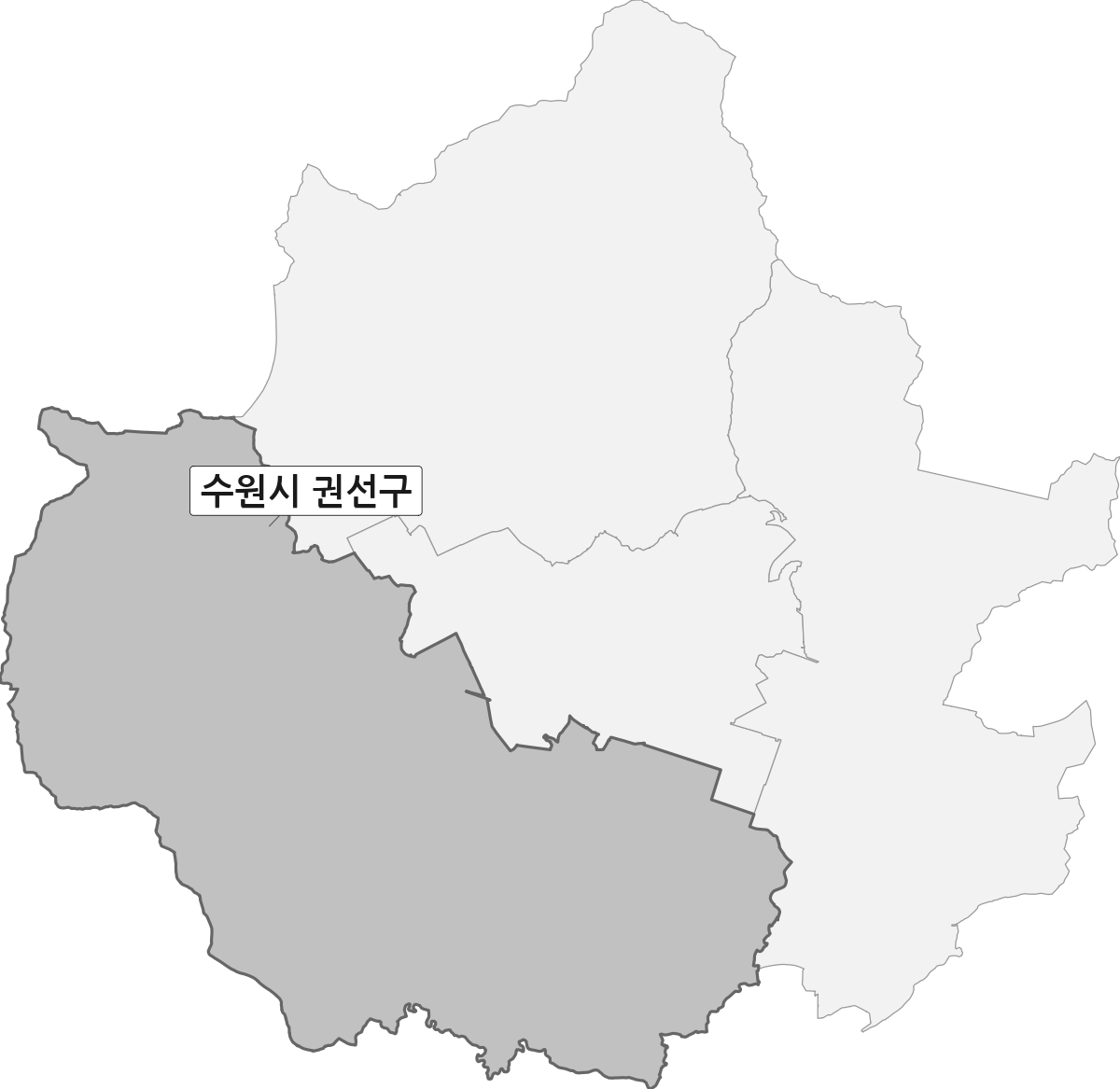 경기도 수원시 범위 내 권선구 행정구역 경계 지도