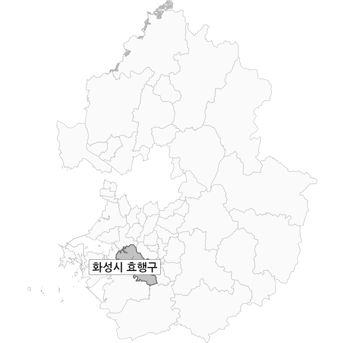 경기도 범위 내 화성시 효행구 행정구역 경계 지도