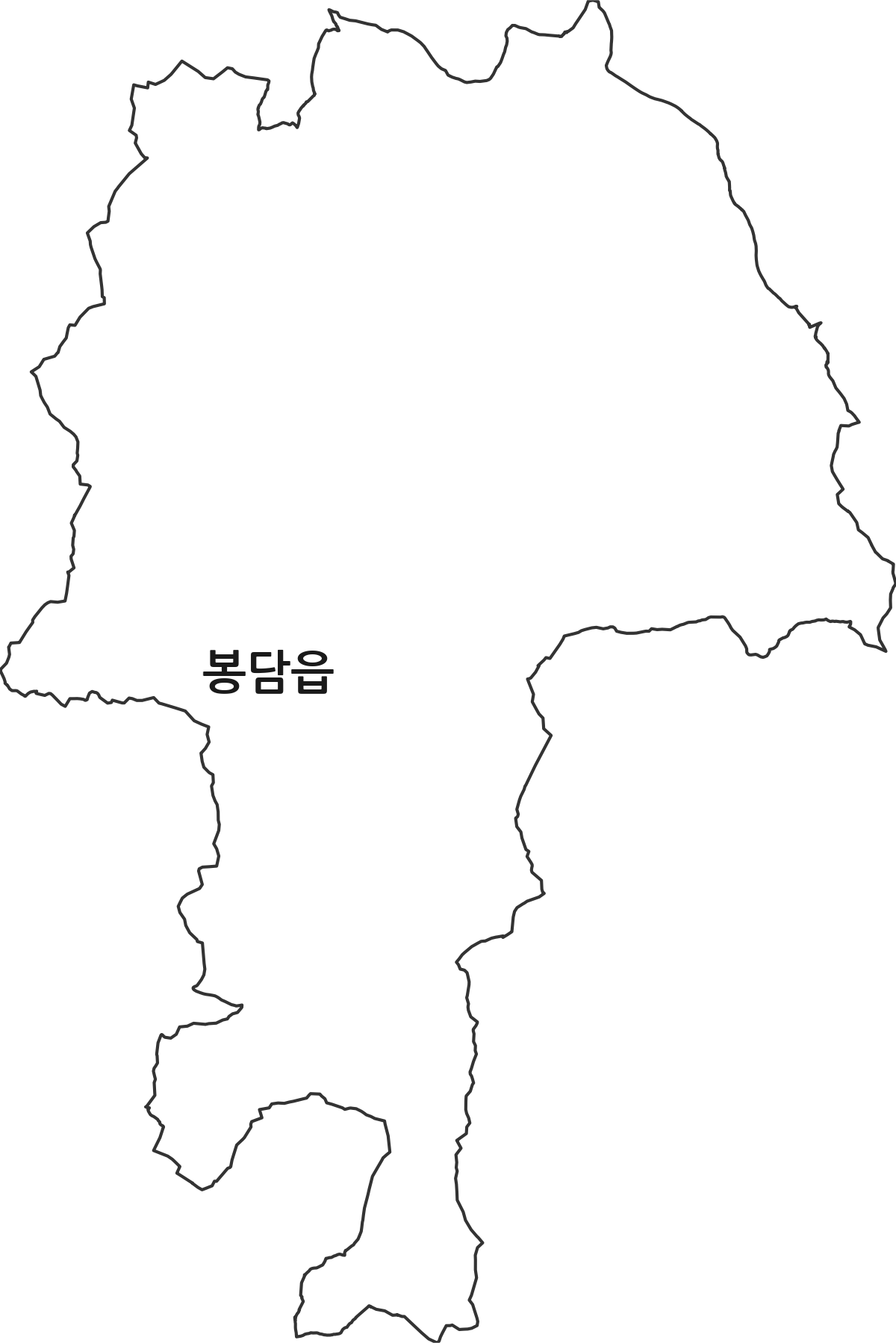 경기도 화성시 효행구 봉담읍 법정동 행정구역 경계 지도