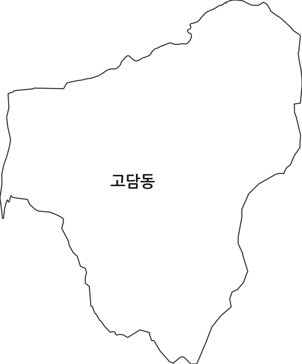 경기도 이천시 고담동 법정동 행정구역 경계 지도
