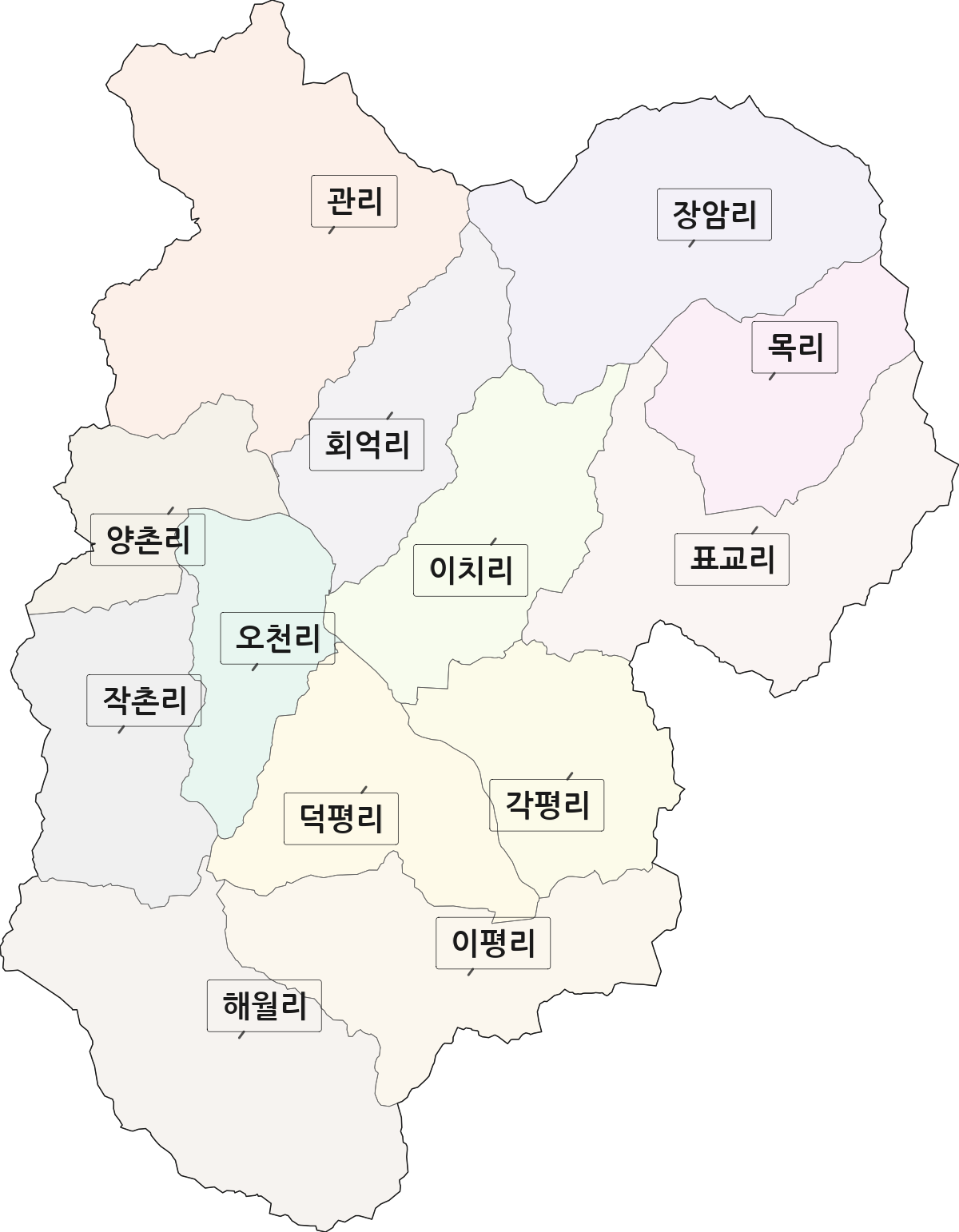 경기도 이천시 마장면 법정동 리 구분 행정구역 경계 지도