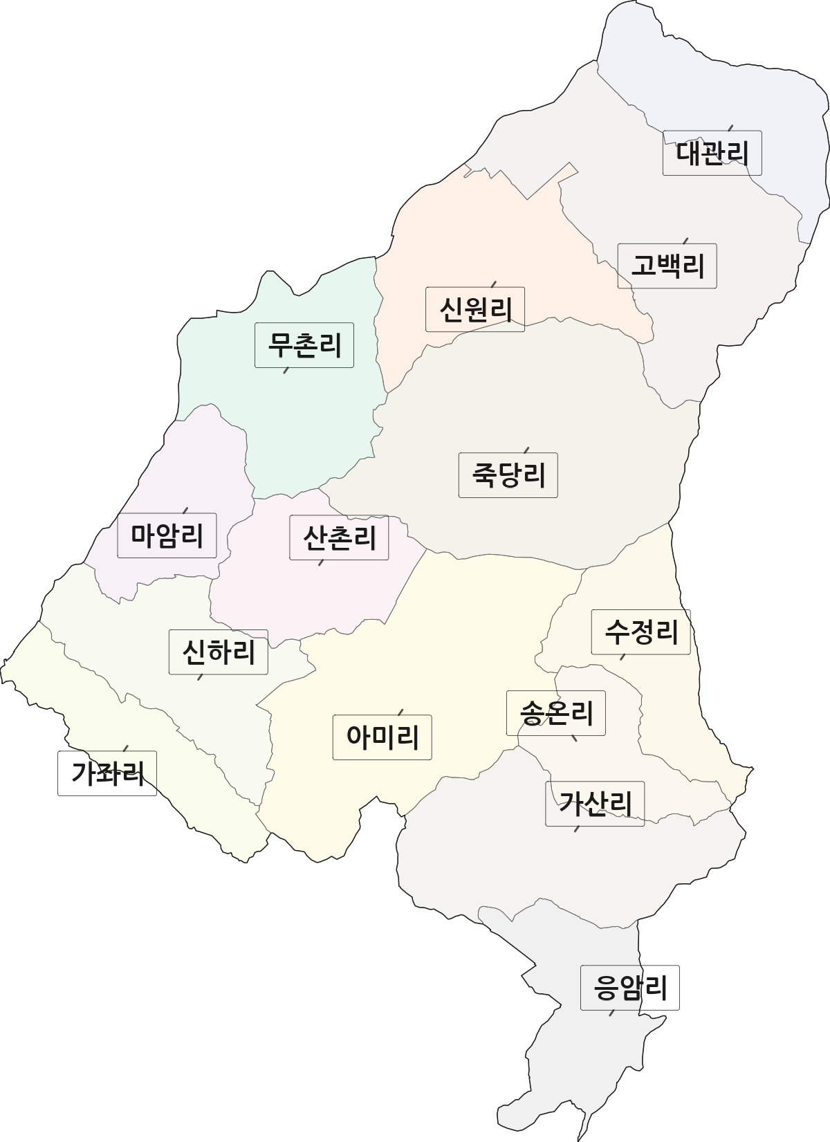 경기도 이천시 부발읍 법정동 리 구분 행정구역 경계 지도