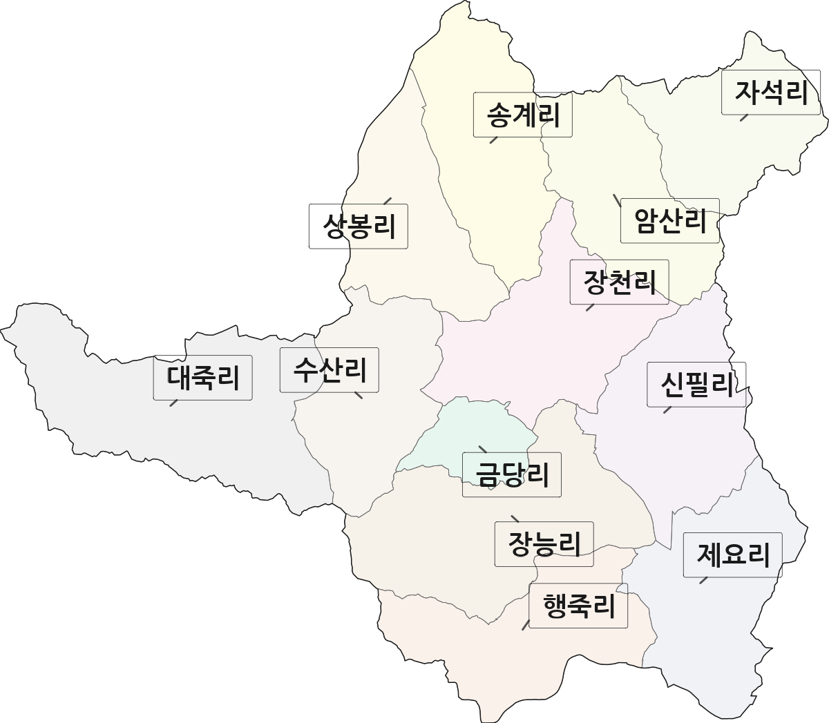 경기도 이천시 설성면 법정동 리 구분 행정구역 경계 지도