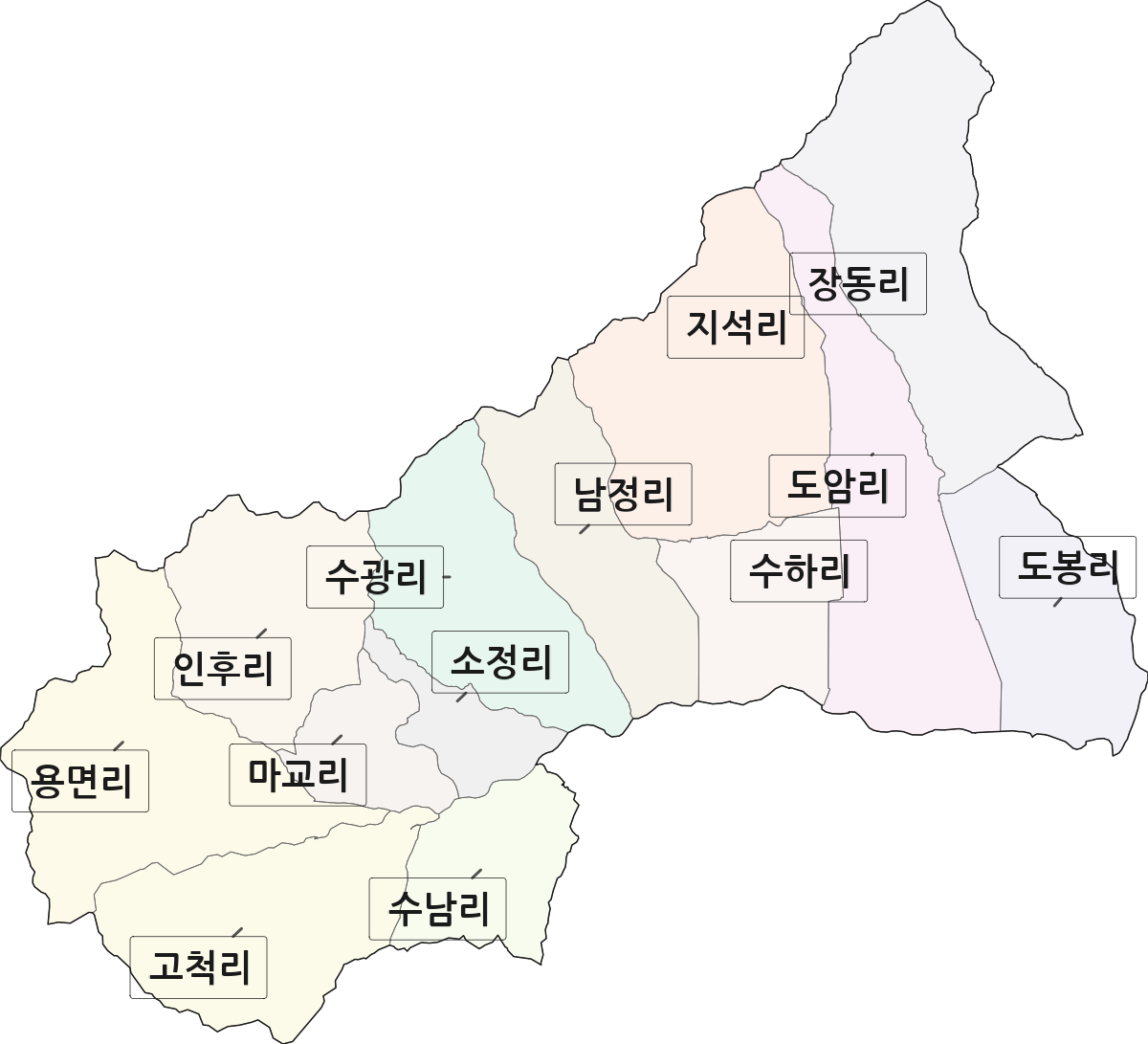 경기도 이천시 신둔면 법정동 리 구분 행정구역 경계 지도