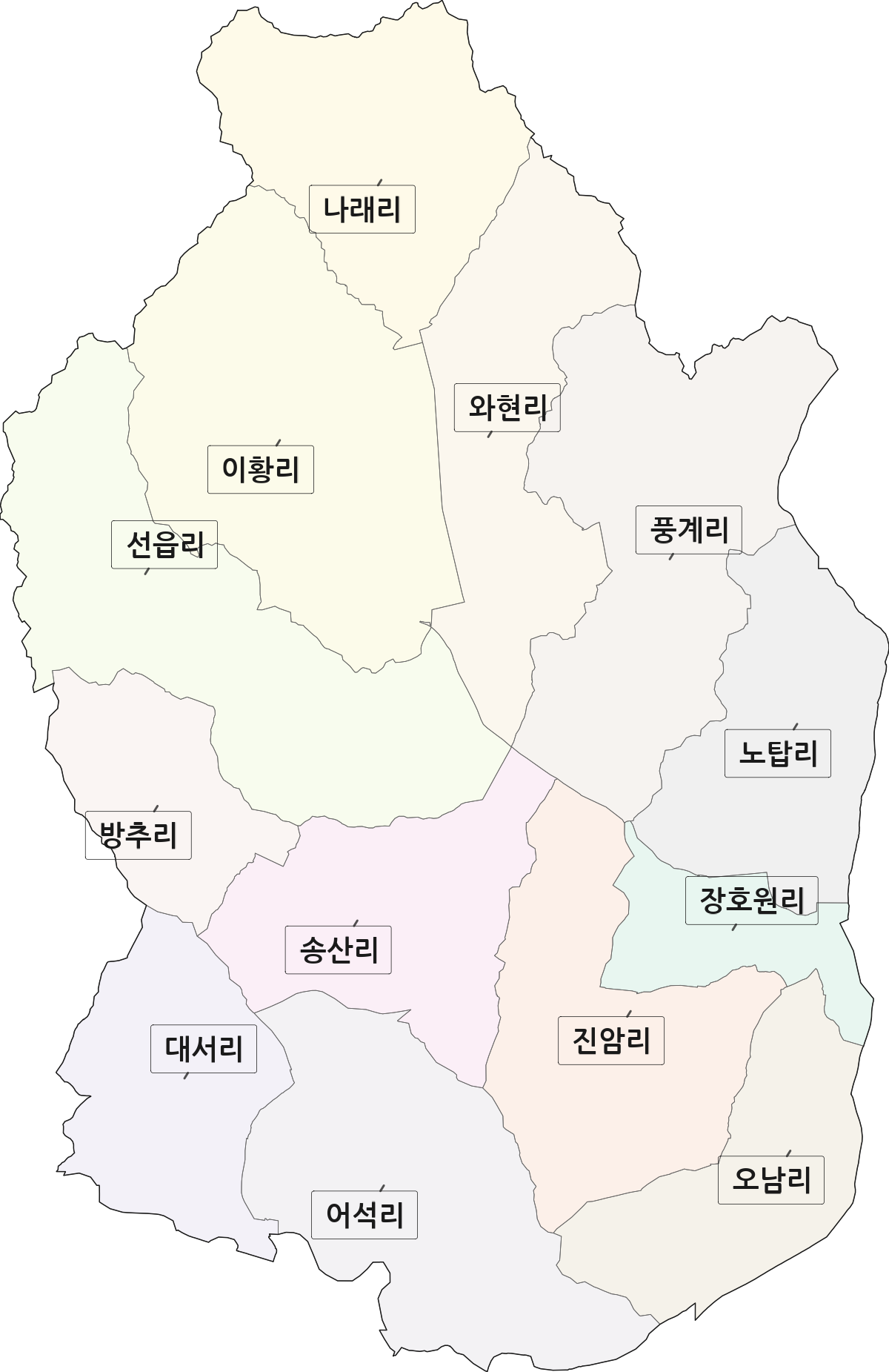 경기도 이천시 장호원읍 법정동 리 구분 행정구역 경계 지도