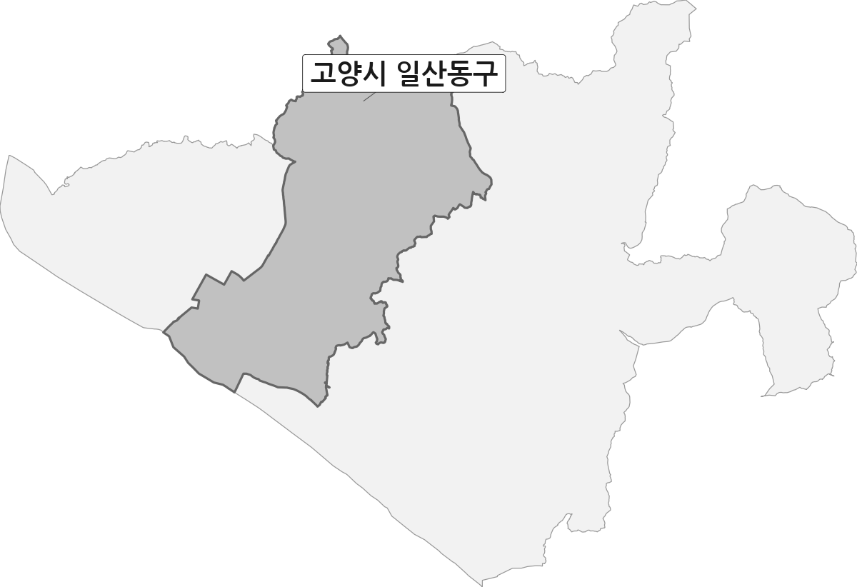 경기도 고양시 범위 내 일산동구 행정구역 경계 지도
