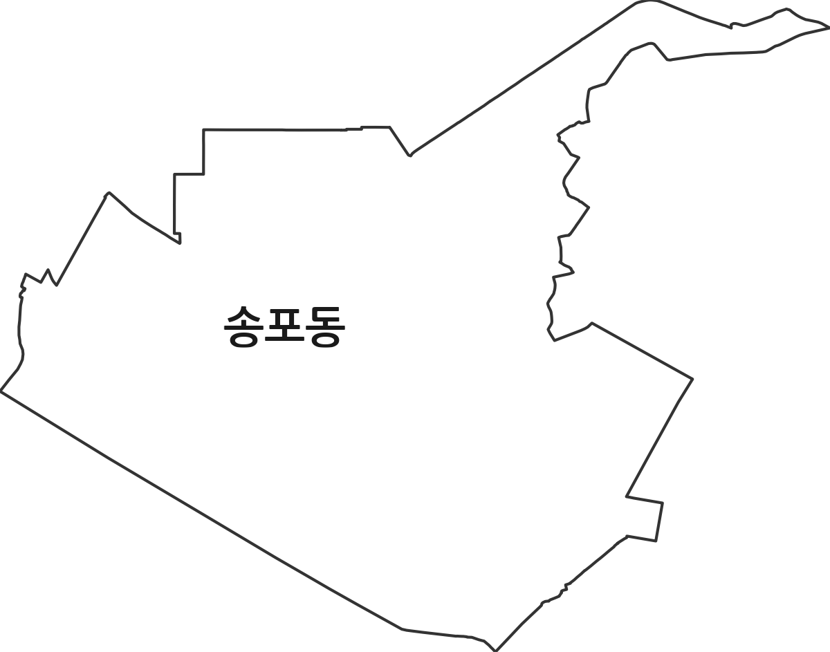 경기도 고양시 일산서구 송포동 행정동 행정구역 경계 지도