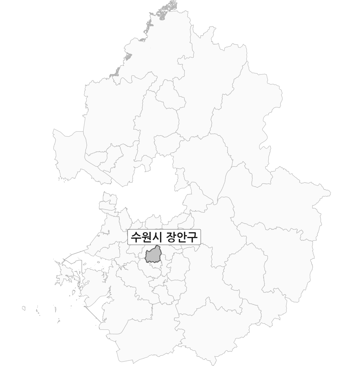 경기도 범위 내 수원시 장안구 행정구역 경계 지도